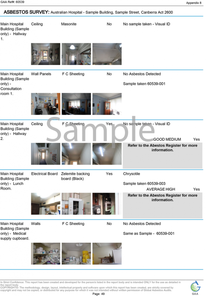 Here's a sample of global asbestos survey sheet.